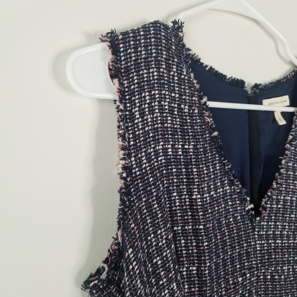 Rebecca Taylor Frayed Trimmed Tweed Fit & Flare Midi Dress Size 10 Preppy Office - Picture 7 of 16